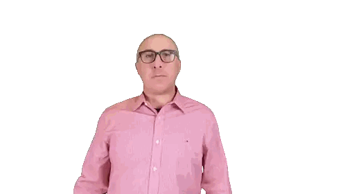 Man In Glasses And Pink Shirt Raising Fist Sticker