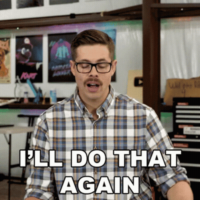 Man In Glasses And Plaid Shirt Says I'll Do That Again GIF