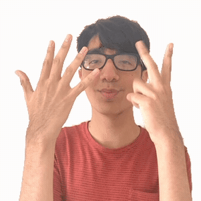 Man In Glasses And Red Shirt Making Hand Gesture GIF