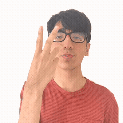 Man In Glasses And Red Shirt Peace Sign GIF