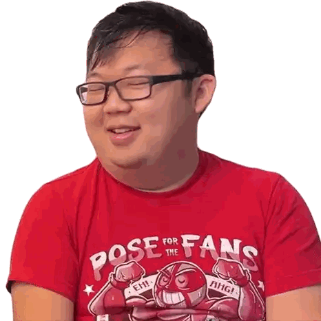 Man In Glasses And Red Shirt Saying Pose For Fans Sticker