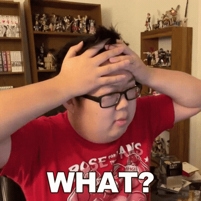 Man In Glasses And Red Shirt Saying What Holds Head GIF