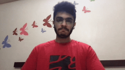 Man In Glasses And Red T-Shirt With Letter X GIF