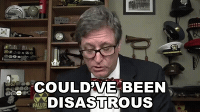 Man In Glasses And Suit Says Could've Been Disastrous GIF