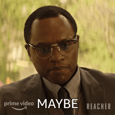Man In Glasses And Suit Says Maybe Prime Video Ad GIF