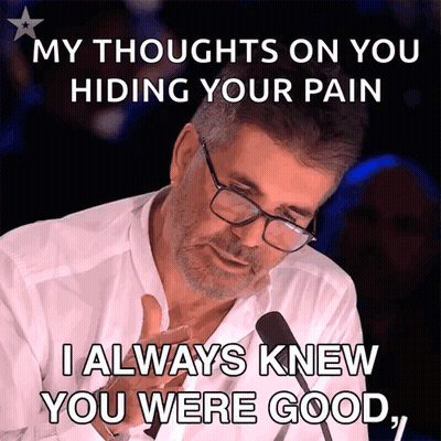 Man In Glasses And White Shirt Saying My Thoughts On You Hiding Your Pain GIF