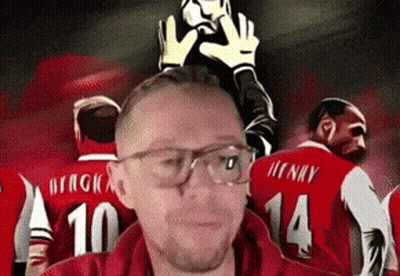 Man In Glasses In Front Of Soccer Collage Henry 14 And Henry 10 GIF