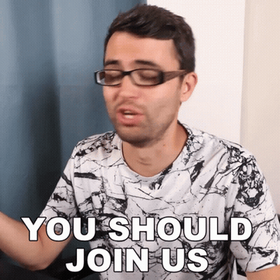 Man In Glasses Shirt Says You Should Join Us GIF