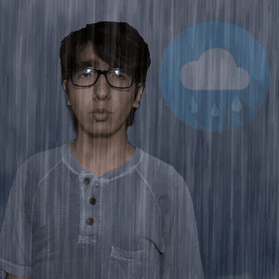 Man In Glasses Standing In Rain GIF