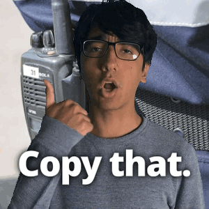 Man In Glasses Talking On Walkie Talkie Saying Copy That GIF