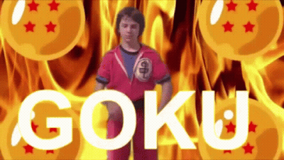 Man In Goku Costume With Dragon Balls And Fire GIF