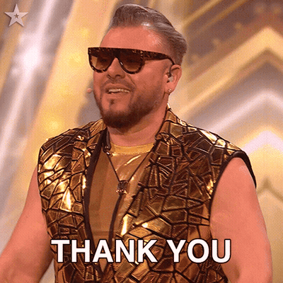 Man In Gold Vest And Sunglasses Says Thank You GIF
