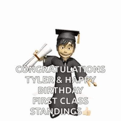 Man In Graduation Cap And Gown Holding Diploma GIF
