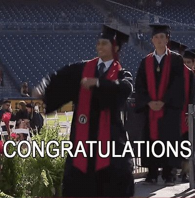 Man In Graduation Cap And Gown Jumping GIF