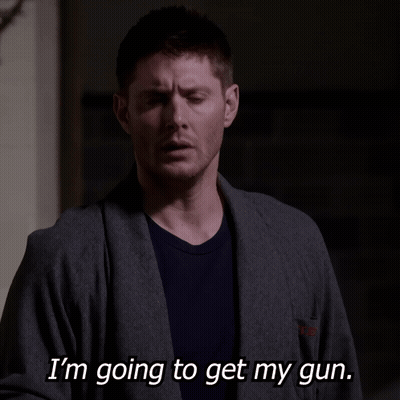 Man In Gray Robe Saying I'm Going To Get My Gun GIF