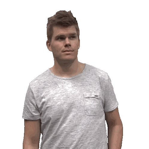 Man In Gray Shirt Pointing Up Sticker