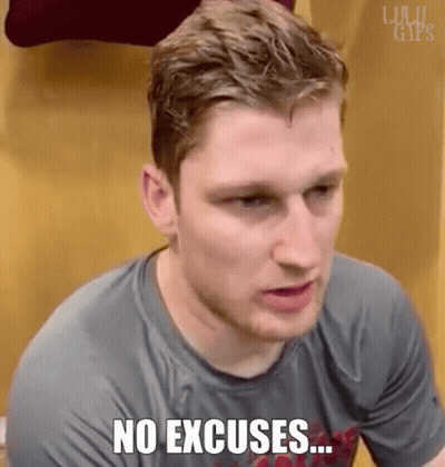 Man In Gray Shirt Saying No Excuses GIF
