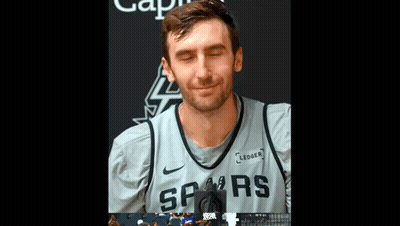 Man In Gray Spurs Basketball Jersey GIF