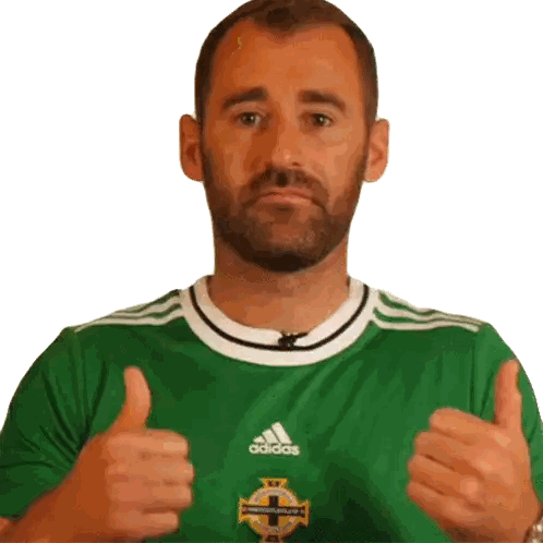 Man In Green Adidas Shirt Giving Thumbs Up Sticker