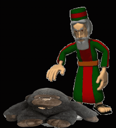 Man In Green And Red Robe Beside Stones GIF