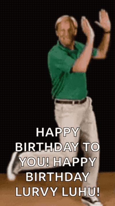 Man In Green And White Dancing Happy Birthday GIF