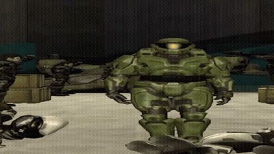 Man In Green Armor In Video Game GIF