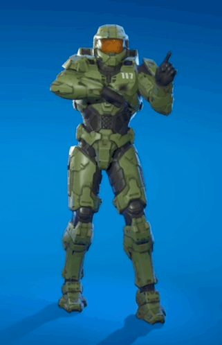 Man In Green Armor With Crossed Arms And Gun GIF