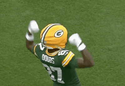 Man In Green Bay Packers Jersey Number 27 GIF