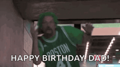 Man In Green Boston Celtics Jersey Saying Happy Birthday Dad GIF