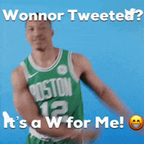 Man In Green Boston Jersey Dancing Wonnor Tweeted It's A W For Me GIF