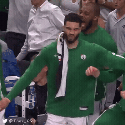 Man In Green Celtics Jersey Dancing GIF