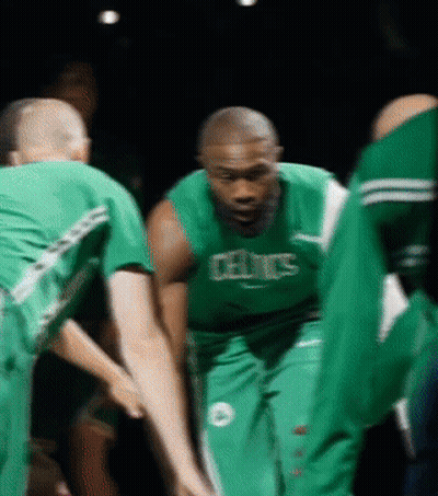 Man In Green Celtics Jersey Huddling GIF