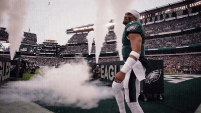 Man In Green Eagles Jersey On Field GIF