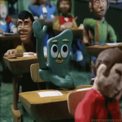 Man In Green Gumby Costume GIF