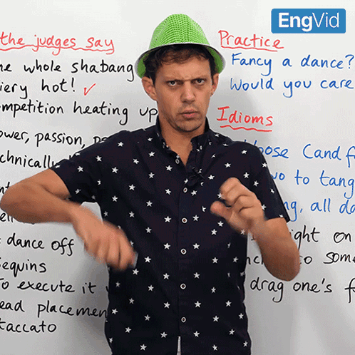 Man In Green Hat In Front Of Whiteboard Practice GIF