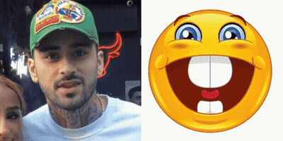 Man in Green Hat Next to Smiley Face