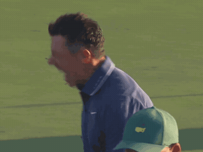 Man In Green Hat On Golf Course GIF