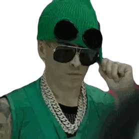 Man In Green Hat Sunglasses And Chain Sticker