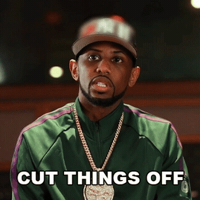 Man In Green Jacket And Hat Says Cut Things Off GIF
