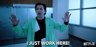 Man in Green Jacket Says I Just Work Here