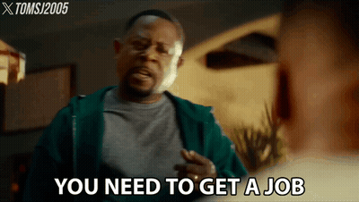 Man In Green Jacket Telling Another You Need A Job GIF
