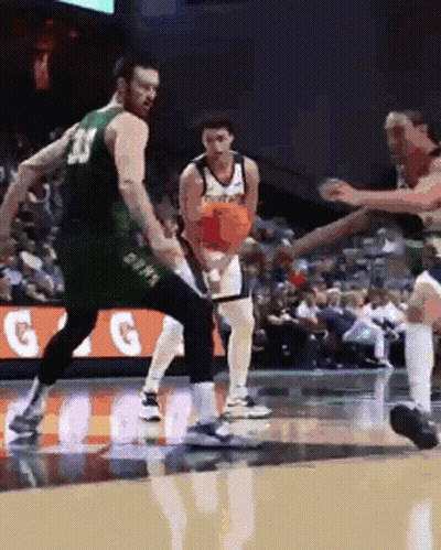 Man In Green Jersey Number 23 Playing Basketball GIF