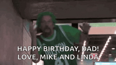 Man In Green Jersey Saying Happy Birthday Dad GIF