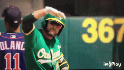 Man In Green Oakland Jersey Before Sign 367 GIF