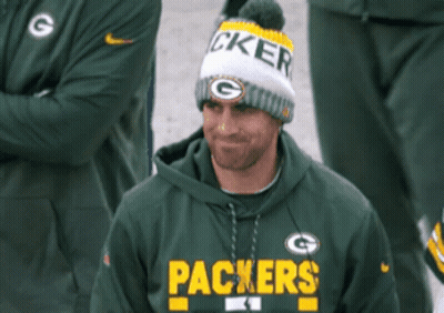 Man In Green Packers Hoodie And Beanie GIF
