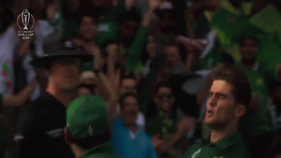 Man In Green Pakistan Jersey In Front Of Crowd GIF