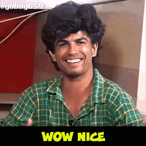Man In Green Plaid Shirt Smiling Wow Nice GIF