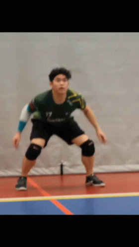 Man In Green Shirt 17 Playing Volleyball GIF