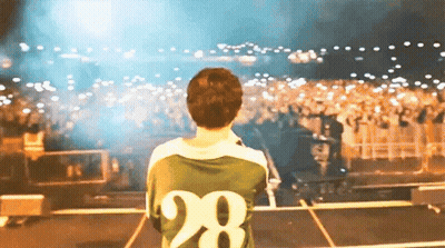 Man In Green Shirt 28 On Stage Watching Crowd GIF