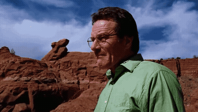 Man In Green Shirt And Glasses By Rock Formation GIF
